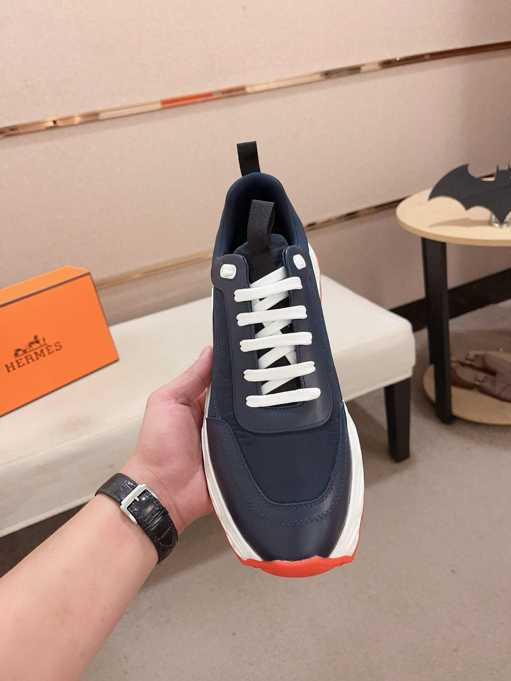 Hermès Men's Navy & White Sneakers