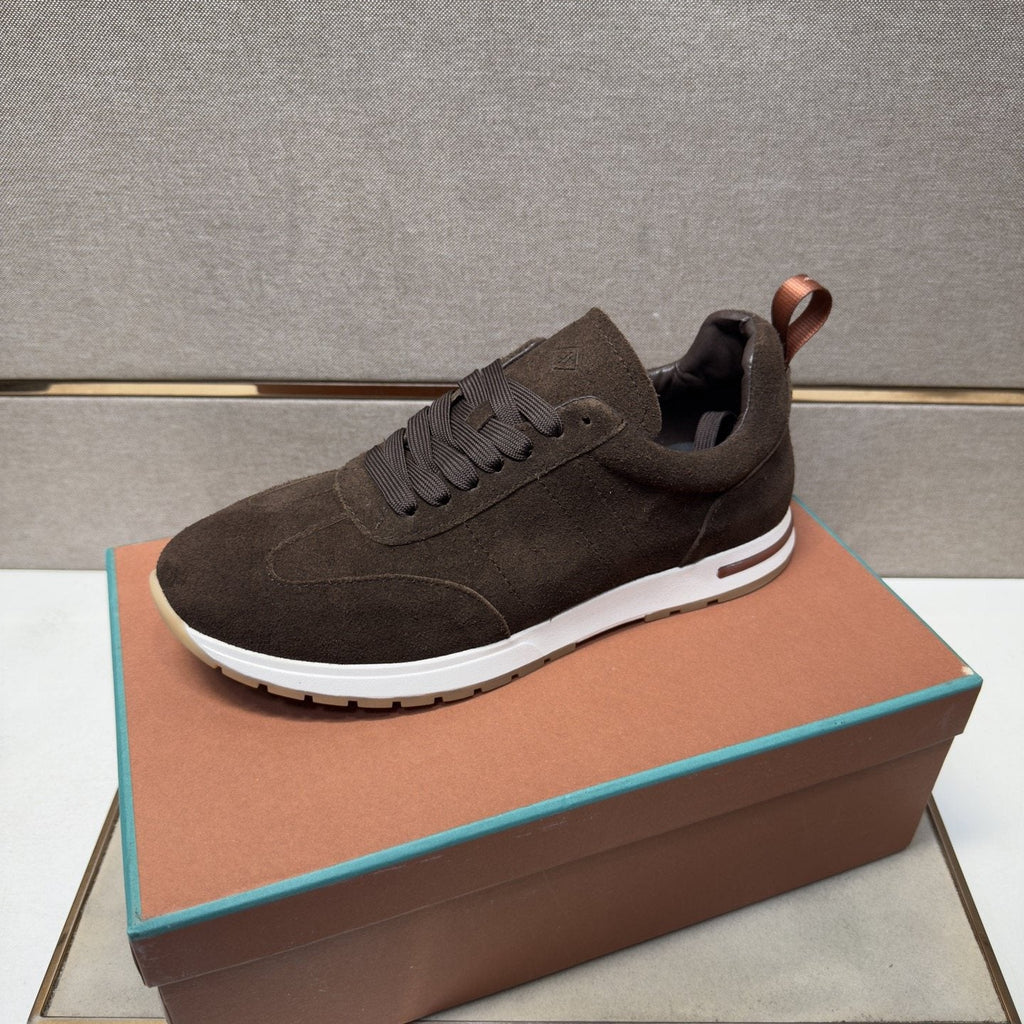 Men's Dark Brown Paneled Sneakers