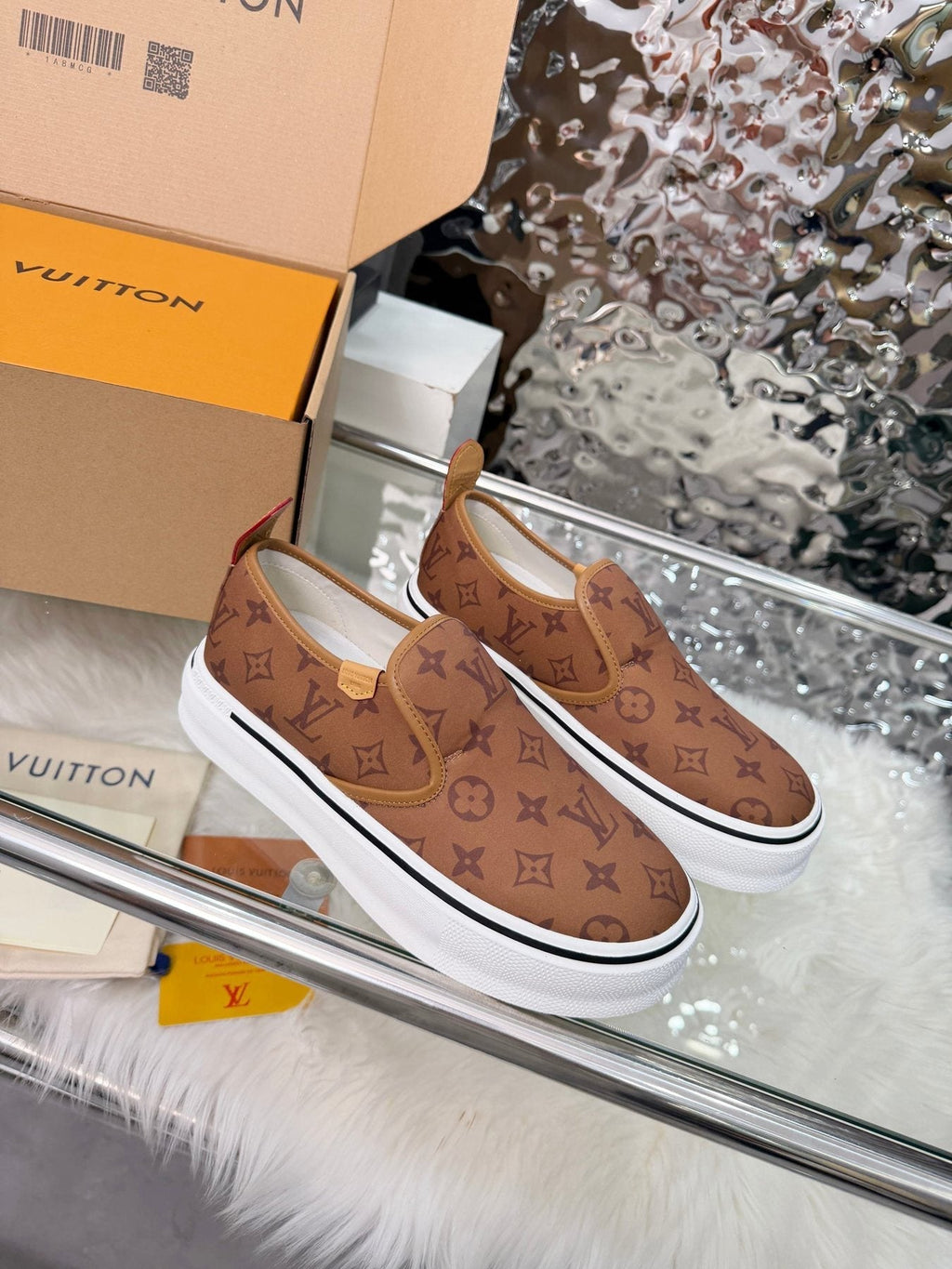 Louis Vuitton Men's Brown Monogram Slip-On Sneakers