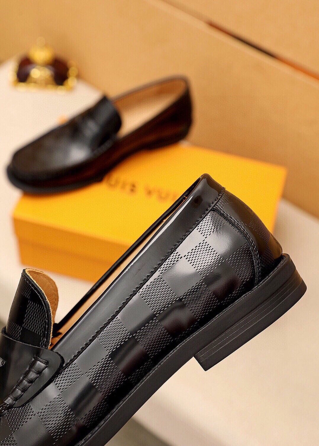 Louis Vuitton Checkerboard Penny Loafers - Black and Dark Brown