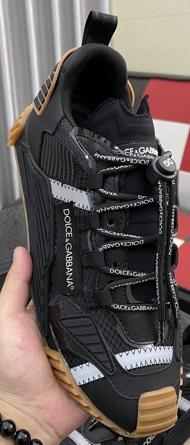 Dolce & Gabbana Black and Gray Lace-Up Sneakers