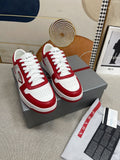 Prada Red and White Low-Top Sneakers