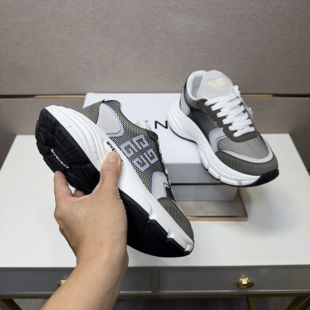 Givenchy Gray Mesh Panel Low-Top Sneakers