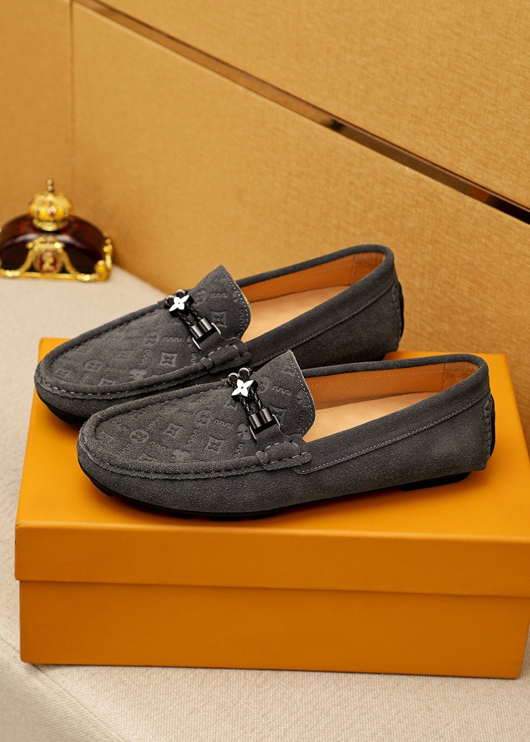 Louis Vuitton Embossed Metal-Detail Loafers