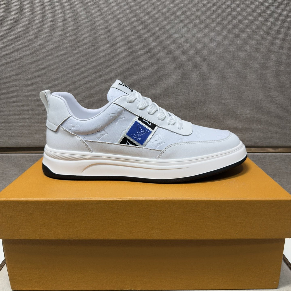 Louis Vuitton Blue-Accent Low-Top Sneakers