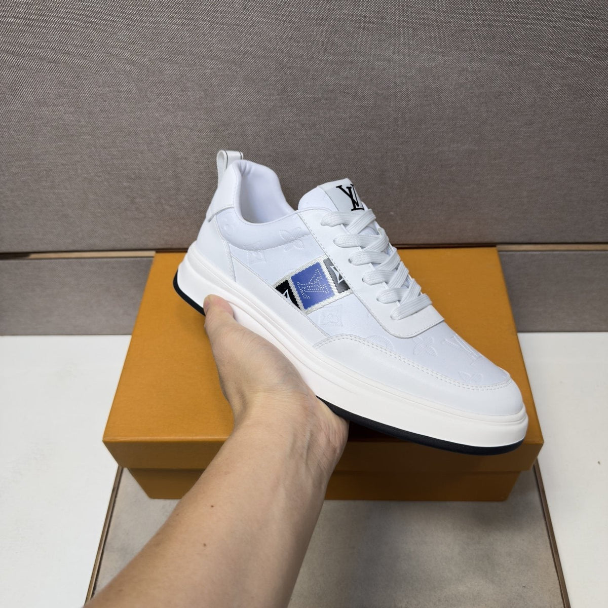 Louis Vuitton Blue-Accent Low-Top Sneakers