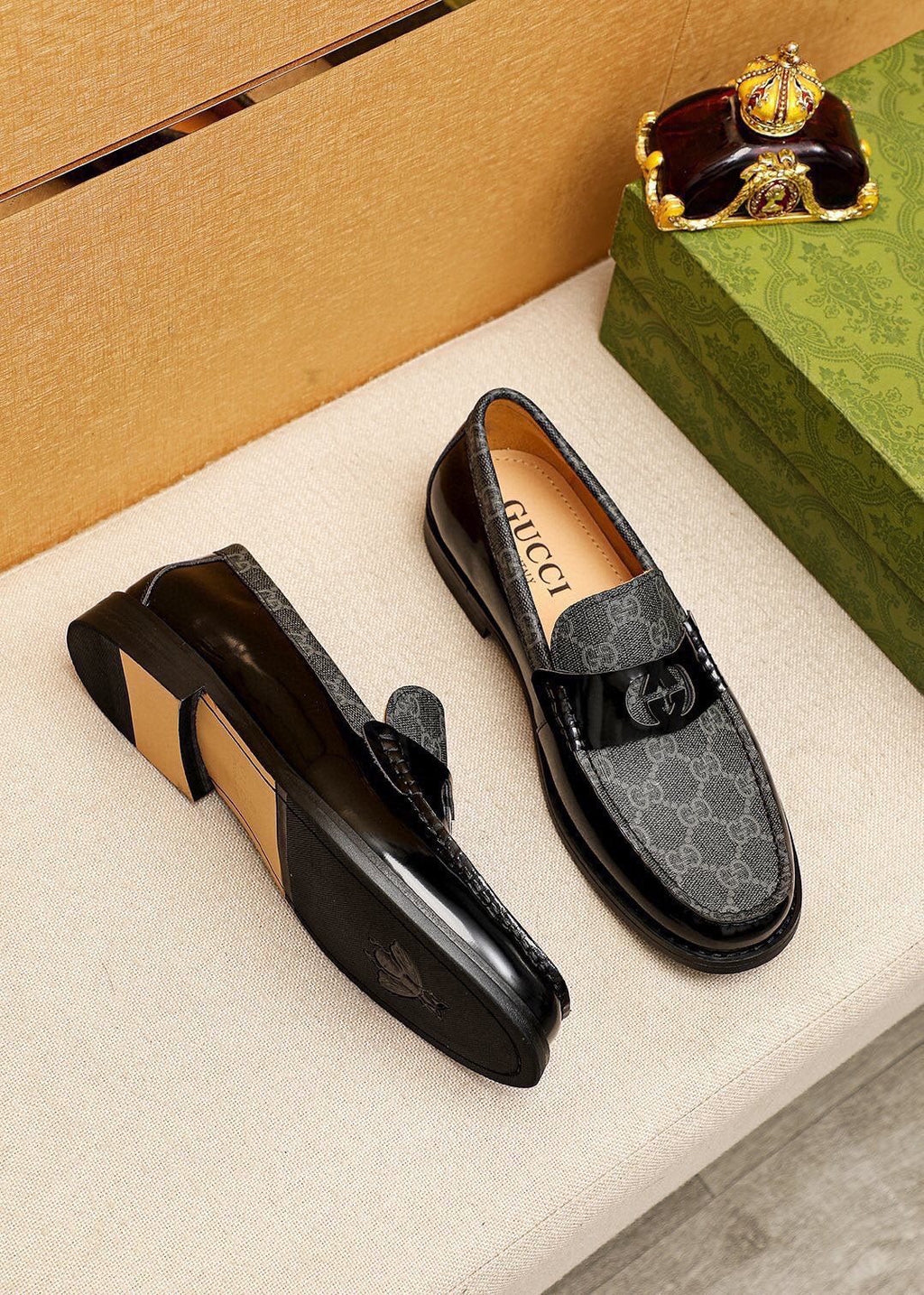 Gucci Patent Monogram Loafers