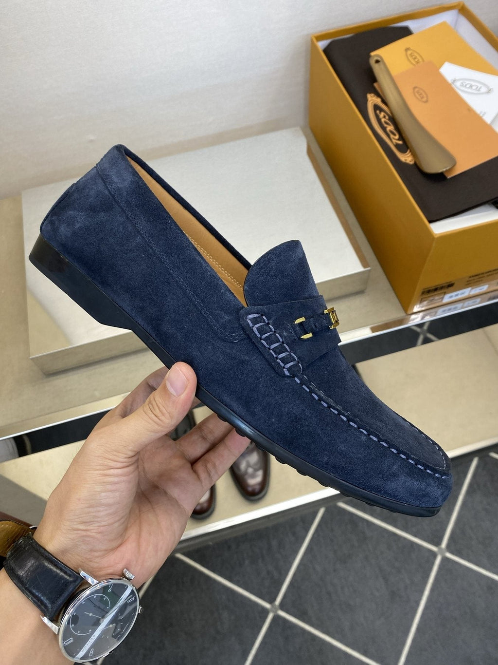 TOD'S Men's Gold-Tone Hardware Loafers