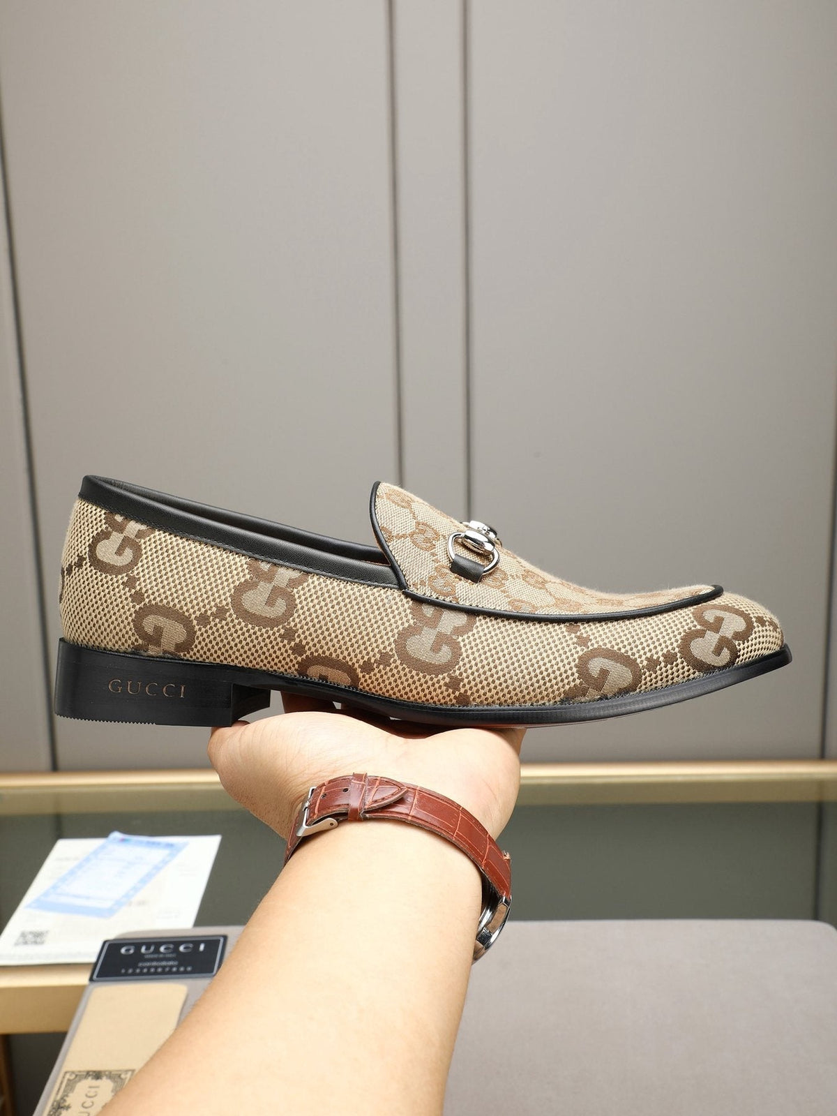 Gucci Monogram Bit Loafers
