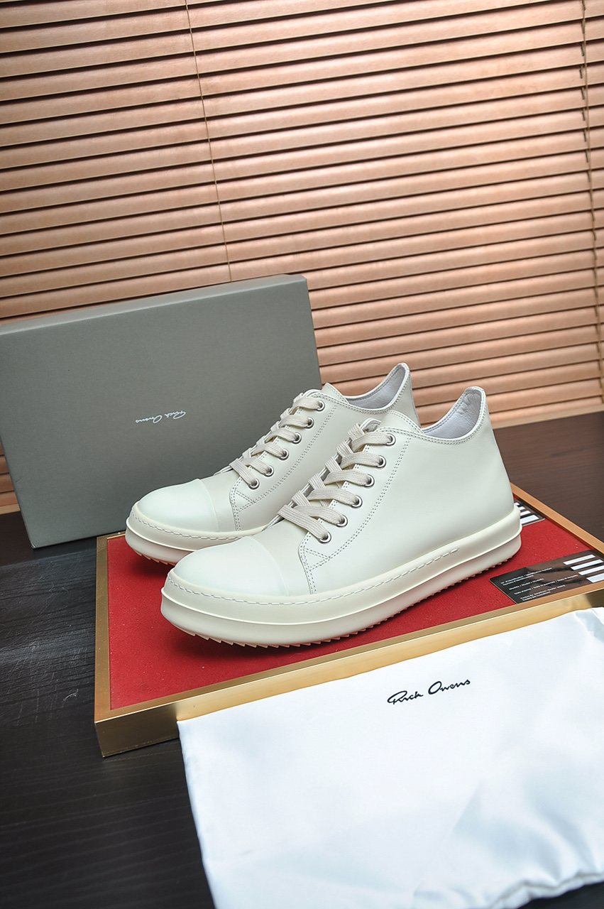 Rick Owens Geometric Seam Platform Low-Top Sneakers