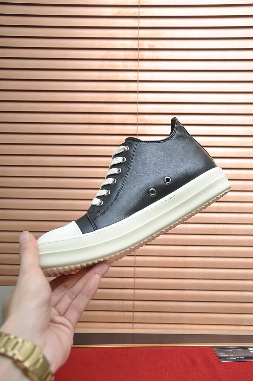 Rick Owens Geometric Seam Platform Low-Top Sneakers