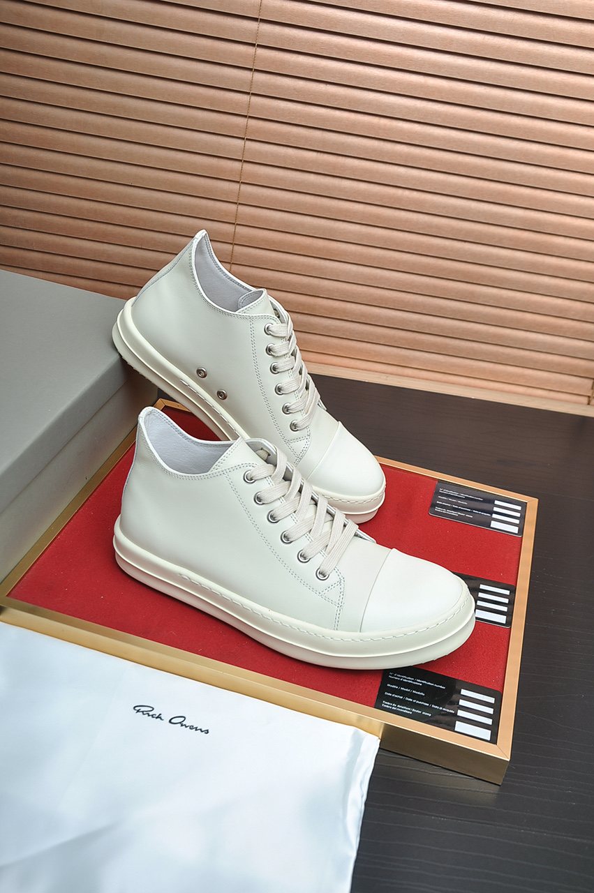 Rick Owens Geometric Seam Platform Low-Top Sneakers