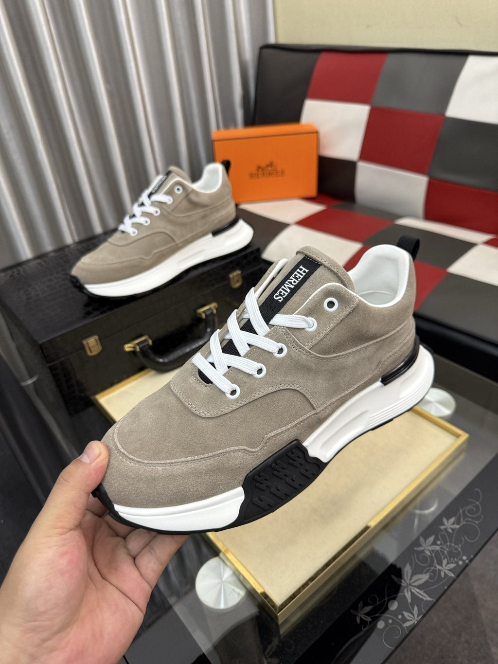 Hermès Layered Low-Top Sneakers