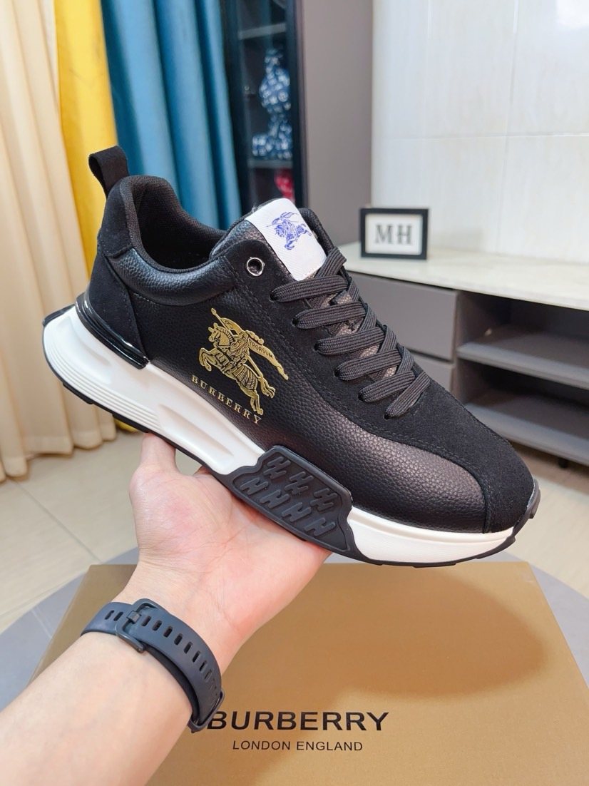 Burberry Men's Contrast-Panel Lace-Up Sneakers