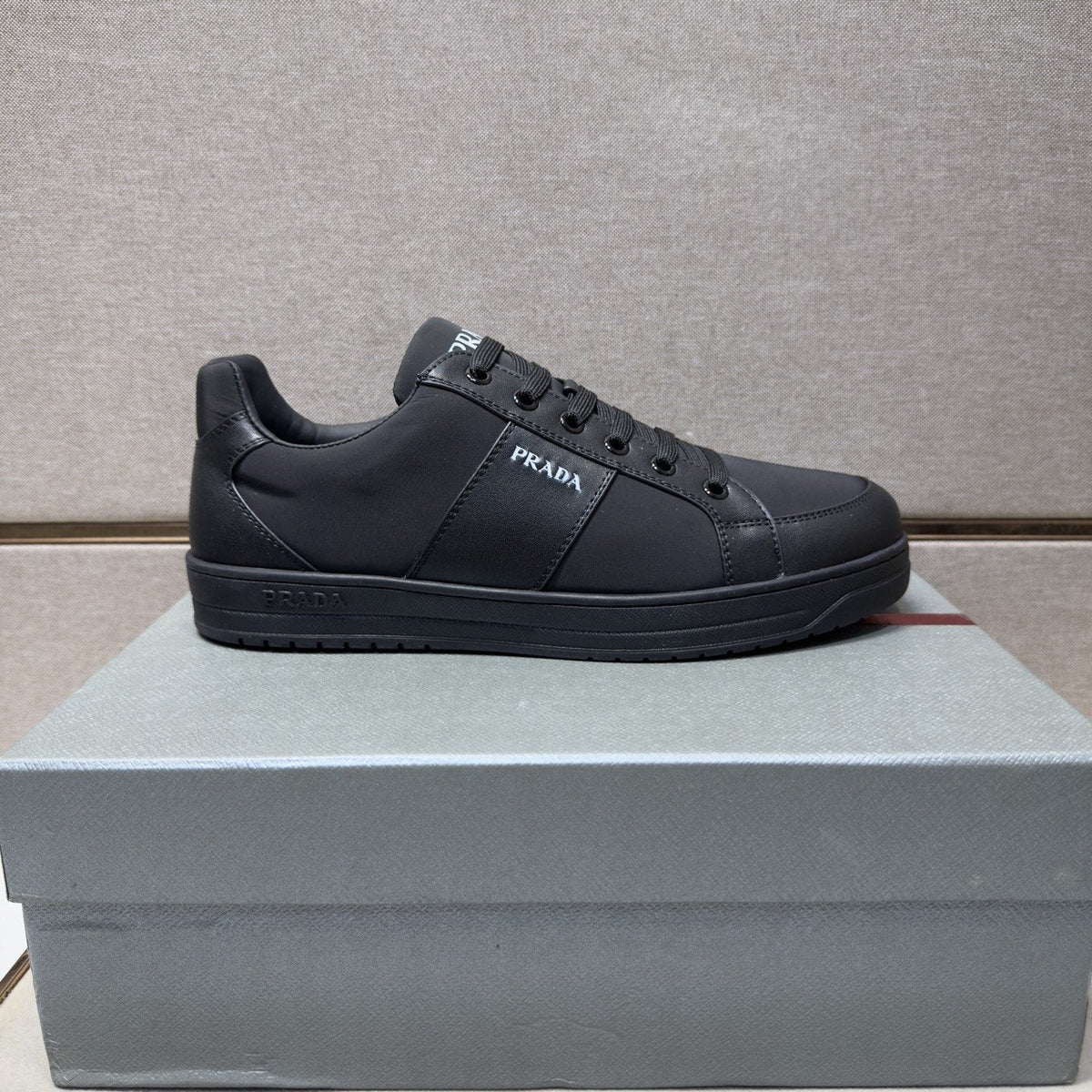 Prada Men's Low-Top Lace-Up Sneakers - Paneled Upper