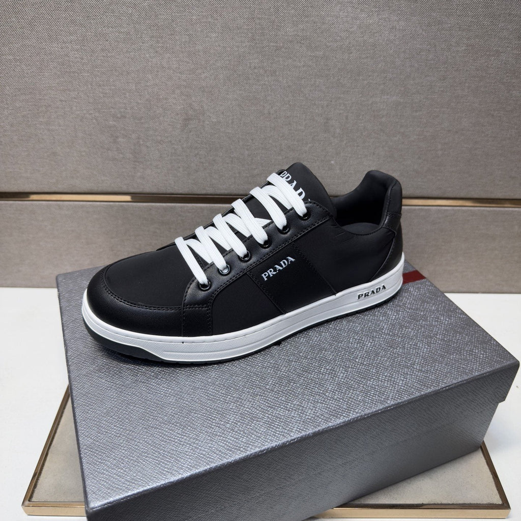 Prada Men's Low-Top Lace-Up Sneakers - Paneled Upper