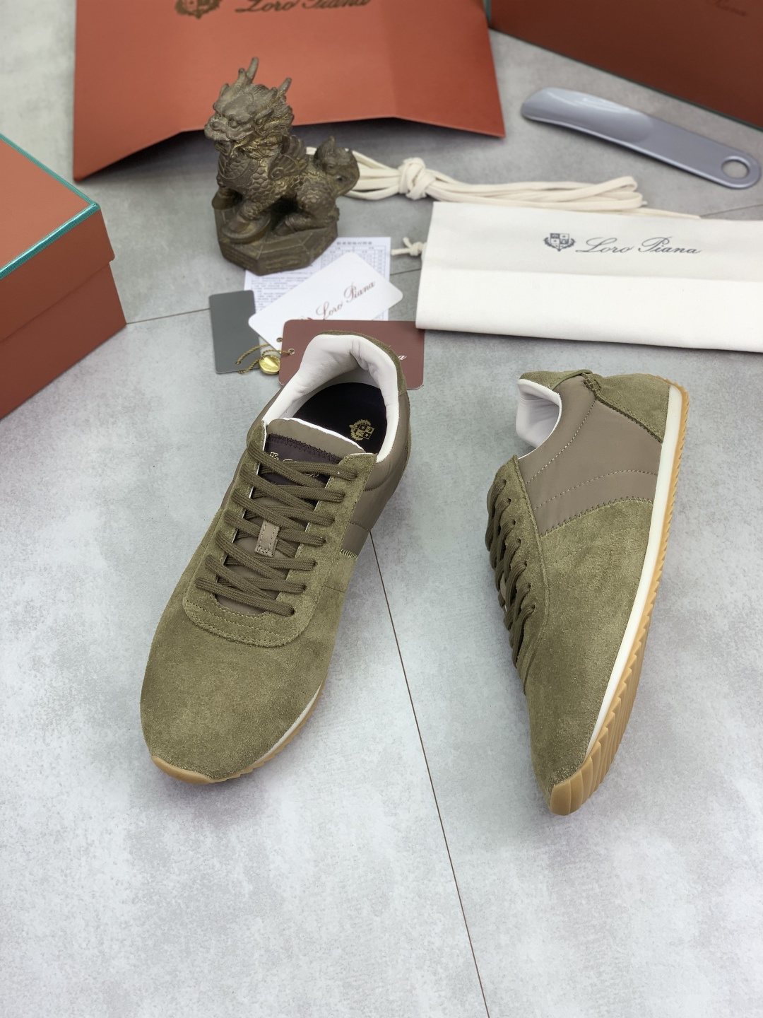 Loro Piana Contrast-Collar Low-Top Sneakers