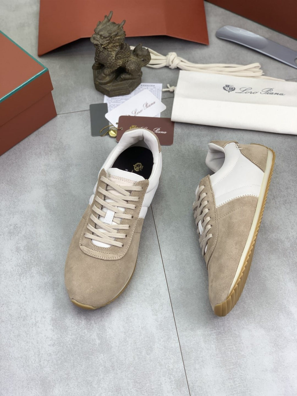 Loro Piana Contrast-Collar Low-Top Sneakers