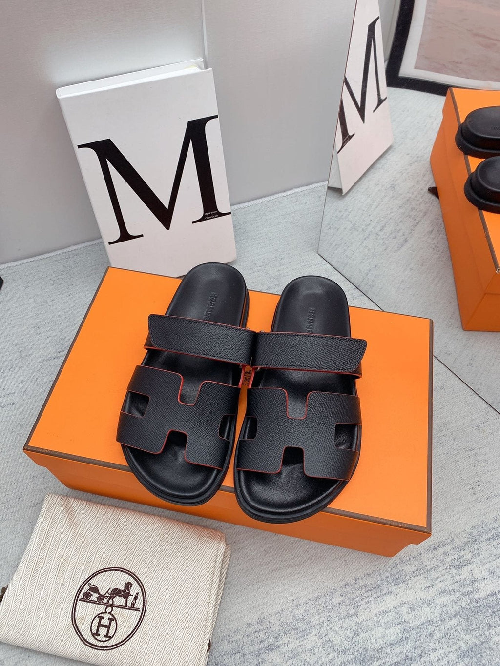 Hermès Men's H-Cutout Slide Sandals