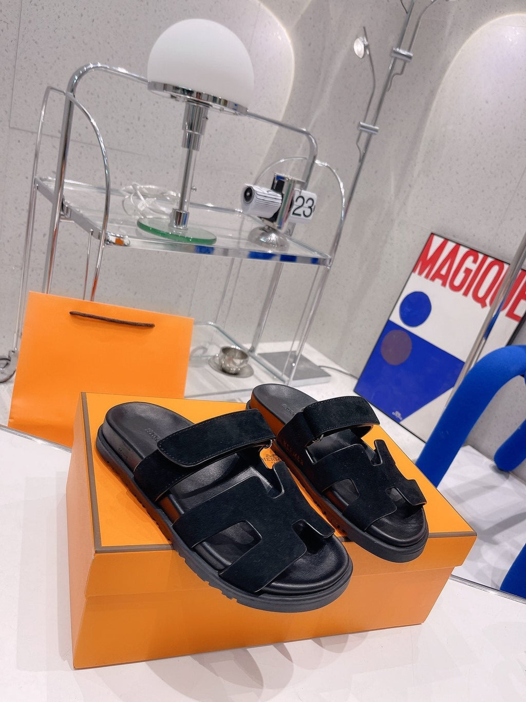Hermès Men's H-Cutout Slide Sandals