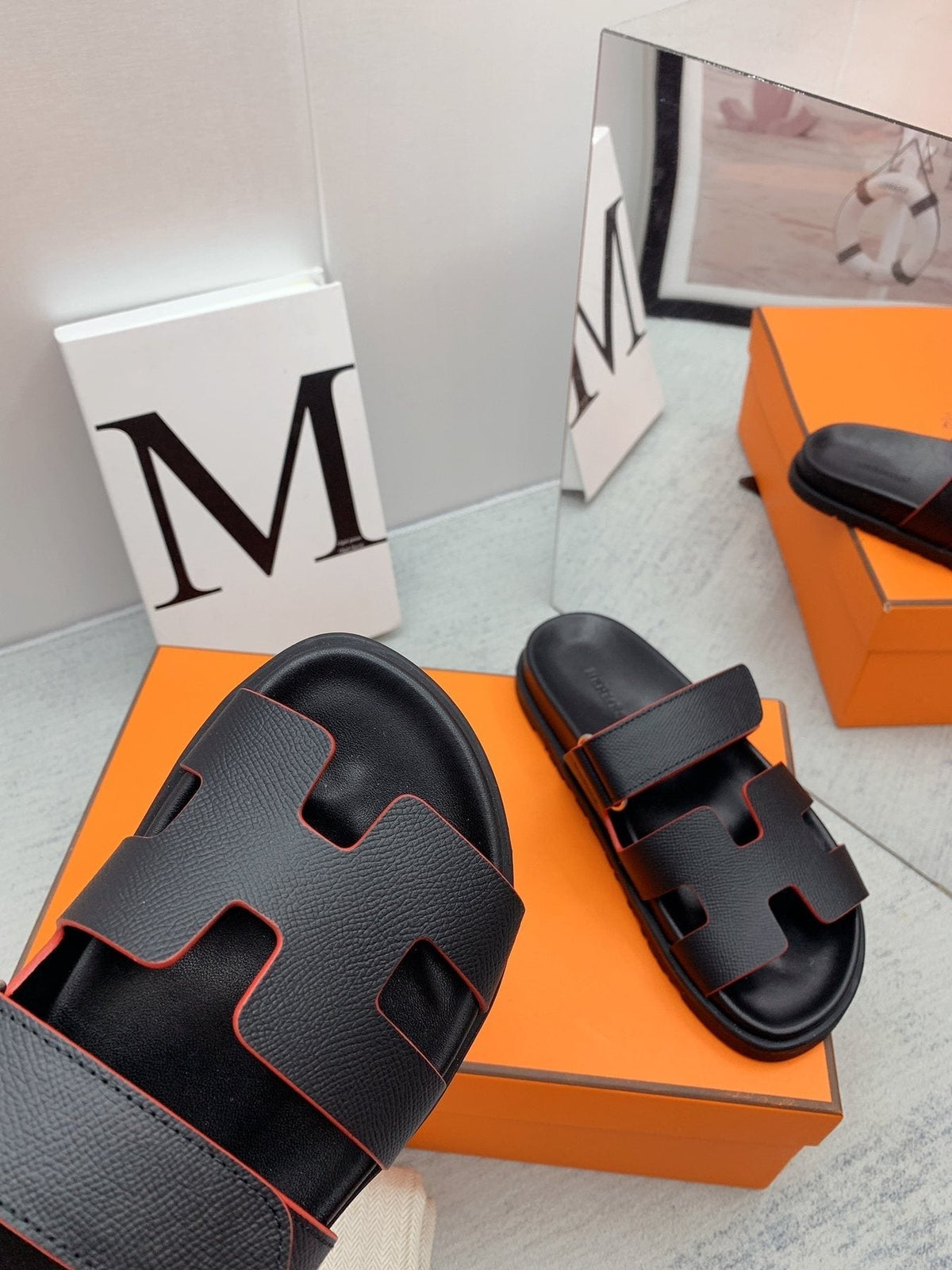 Hermès Men's H-Cutout Slide Sandals