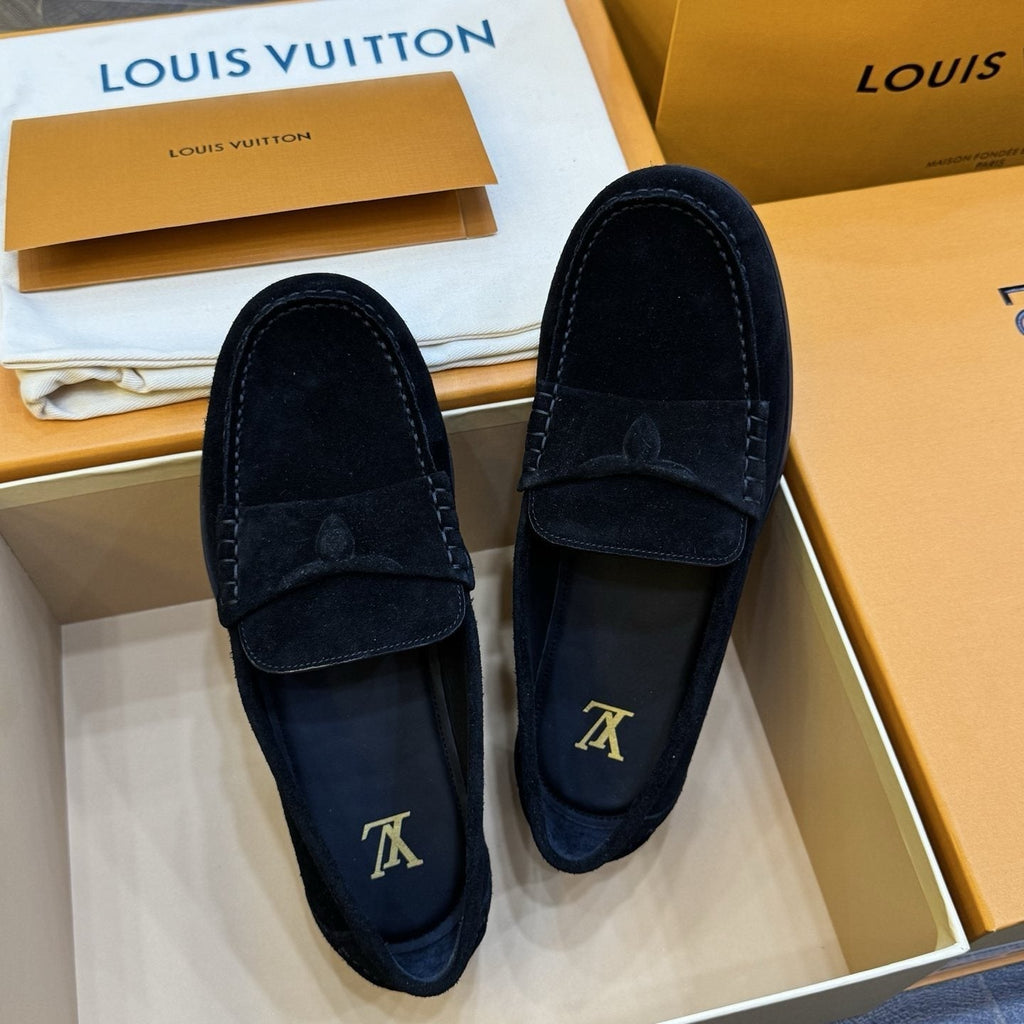 Louis Vuitton Men's Black Suede Loafers