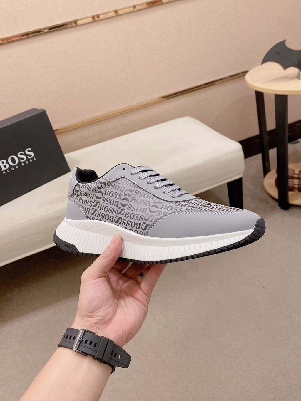 BOSS Men's Textured Low-Top Sneakers